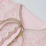 Baby Pink & White Raw Silk Dress with Embroidered Organza Jacket for Girls - BYB PREMIUM