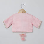 Load image into Gallery viewer, Baby Pink &amp; White Raw Silk Dress with Embroidered Organza Jacket for Girls - BYB PREMIUM
