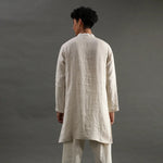 Load image into Gallery viewer, Beige Linen Embroidered Kurta Set with Cotton Pyjama - BYB PREMIUM
