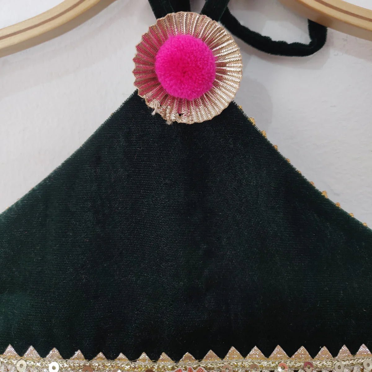 Black velvet top with patola print lehenga   byb premium