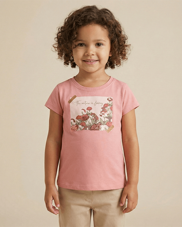 Blush Pink Cotton T-Shirt for Girls - BYB PREMIUM