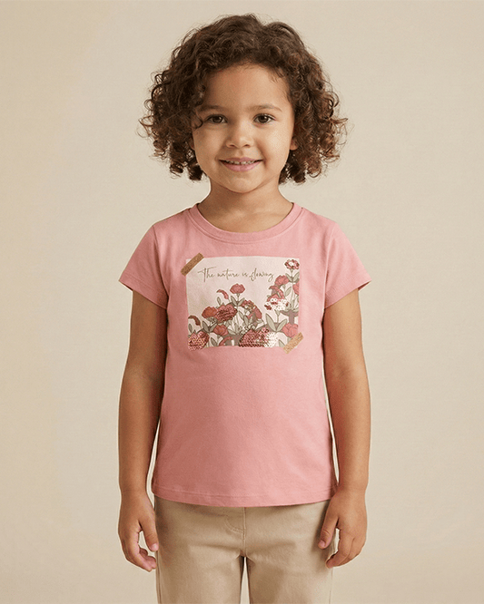 Blush Pink Cotton T-Shirt for Girls - BYB PREMIUM