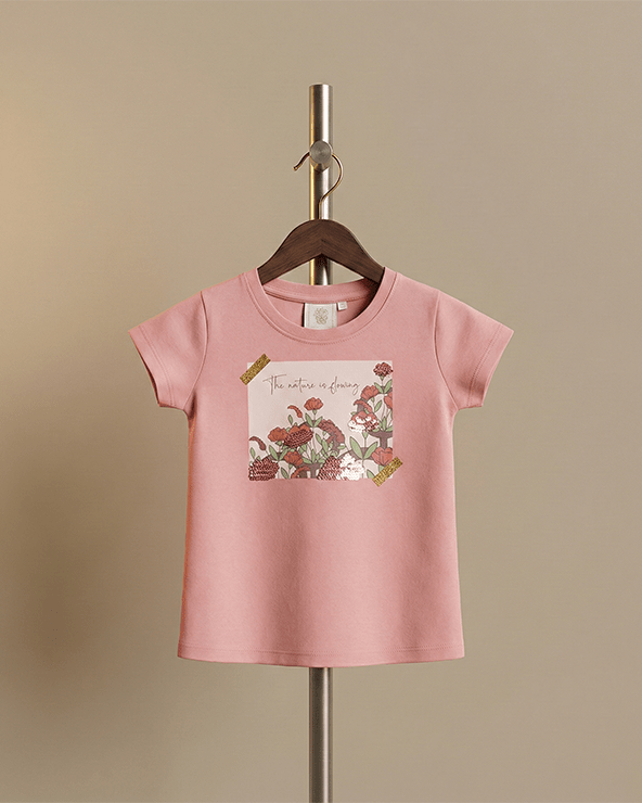 Blush Pink Cotton T-Shirt for Girls - BYB PREMIUM