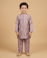 Boys Lavender Silk Kurta Pajama Set with Pearl Embroidery ‚Äì Ethnic Wear - BYB PREMIUM