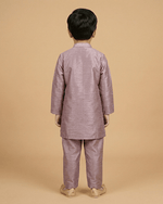 Load image into Gallery viewer, Boys Lavender Silk Kurta Pajama Set with Pearl Embroidery – Ethnic Wear - BYB PREMIUM

