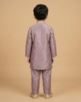 Boys Lavender Silk Kurta Pajama Set with Pearl Embroidery – Ethnic Wear - BYB PREMIUM