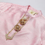 Load image into Gallery viewer, Boys Pink Kurta Pyjama with Embroidered Bandi Jacket | Festive Ethnic Set - BYB PREMIUM
