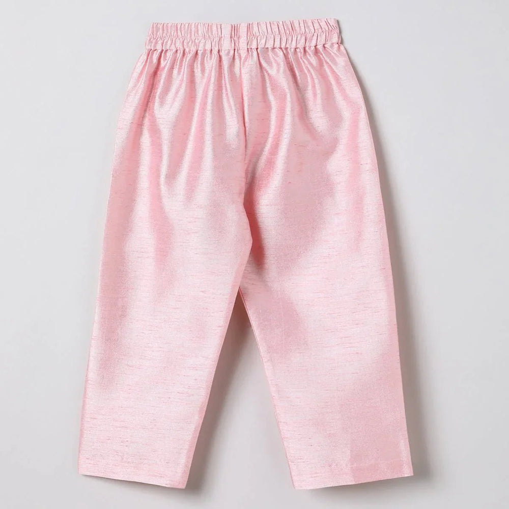 Boys Pink Kurta Pyjama with Embroidered Bandi Jacket | Festive Ethnic Set - BYB PREMIUM