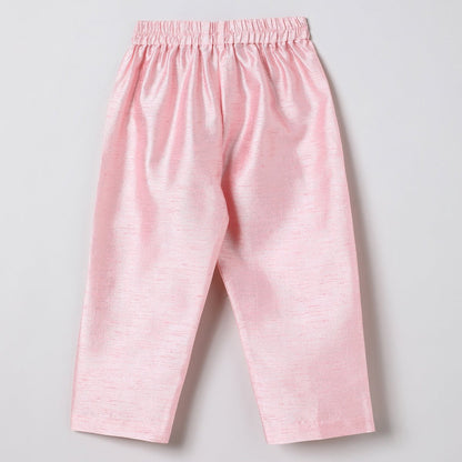 Boys Pink Kurta Pyjama with Embroidered Bandi Jacket | Festive Ethnic Set - BYB PREMIUM