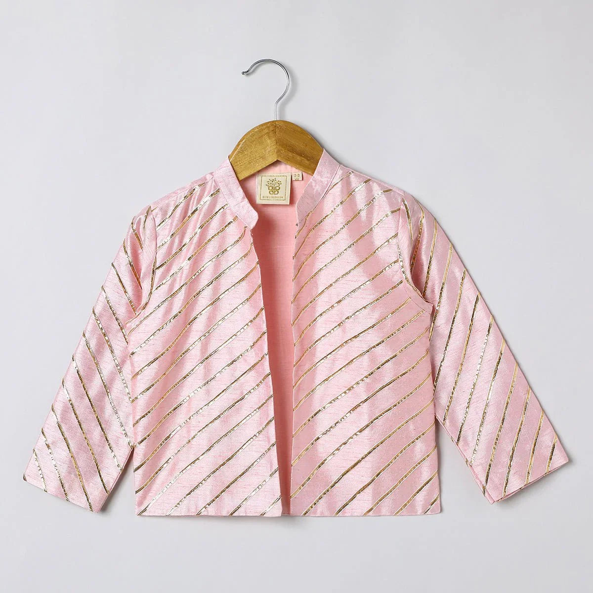 Boys pink kurta pyjama with embroidered bandi jacket | festive ethnic set   byb premium