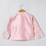 Load image into Gallery viewer, Boys Pink Kurta Pyjama with Embroidered Bandi Jacket | Festive Ethnic Set - BYB PREMIUM
