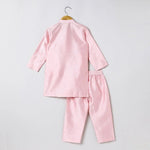Load image into Gallery viewer, Boys Pink Kurta Pyjama with Embroidered Bandi Jacket | Festive Ethnic Set - BYB PREMIUM
