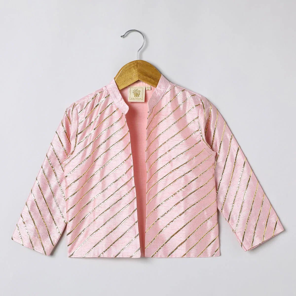 Boys pink kurta pyjama with embroidered bandi jacket | festive ethnic set   byb premium