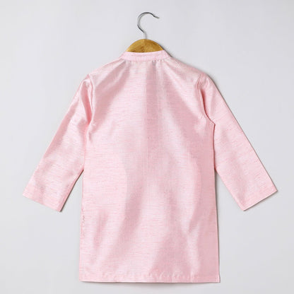 Boys Pink Kurta Pyjama with Embroidered Bandi Jacket | Festive Ethnic Set - BYB PREMIUM