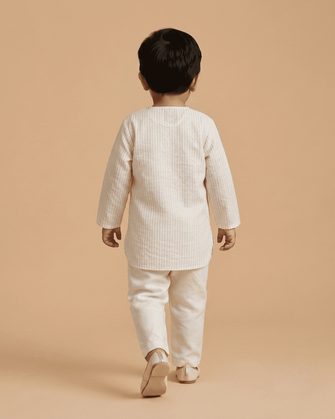 Boys Pure Cotton Striped Kurta Set with Heart Embroidered Pocket - BYB PREMIUM