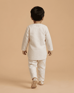 Load image into Gallery viewer, Boys Pure Cotton Striped Kurta Set with Heart Embroidered Pocket - BYB PREMIUM
