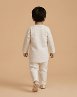 Boys Pure Cotton Striped Kurta Set with Heart Embroidered Pocket - BYB PREMIUM