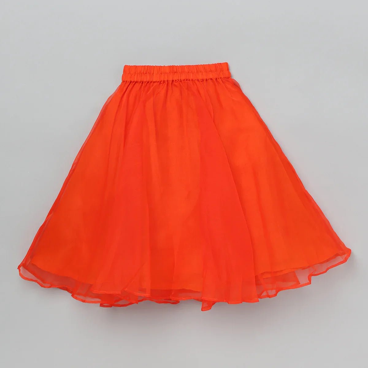 Bright orange organza lehenga set for girls   byb premium