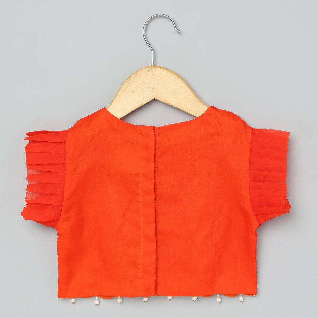 Bright Orange Organza Lehenga Set for Girls - BYB PREMIUM