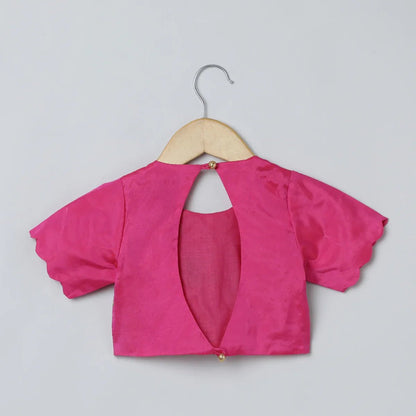 Bright Pink Bangalore Silk Top & Skirt Set - BYB PREMIUM