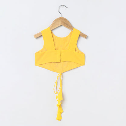 Bright Yellow chiffon hand Embroidered Lehenga Set for Girls - BYB PREMIUM