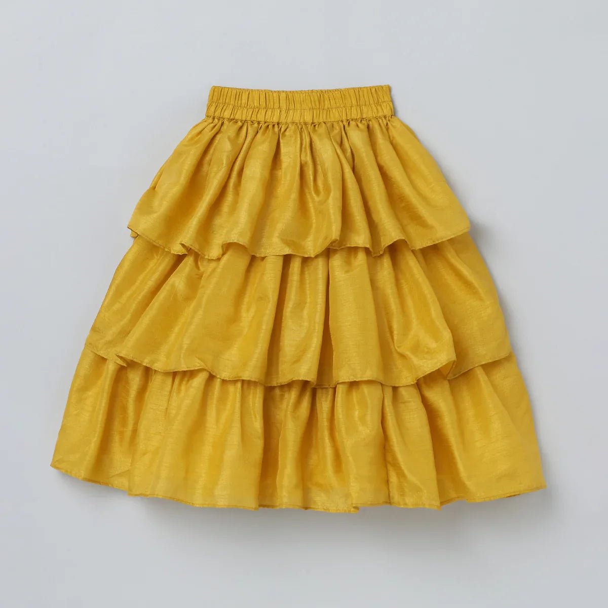 Brown Velvet Top & Mustard Yellow Silk Skirt Set - BYB PREMIUM