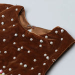 Load image into Gallery viewer, Brown Velvet Top &amp; Mustard Yellow Silk Skirt Set - BYB PREMIUM
