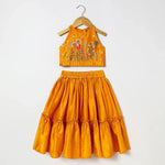 Load image into Gallery viewer, BYB PREMIUM Dola silk embroidered halter top and Paneled skirt set - BYB PREMIUM
