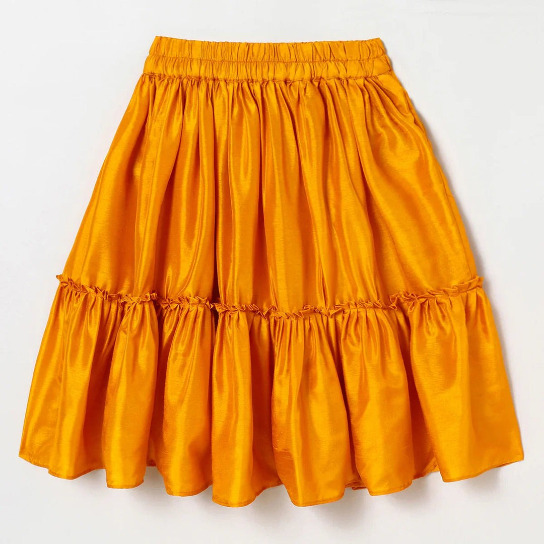 BYB PREMIUM Dola silk embroidered halter top and Paneled skirt set - BYB PREMIUM