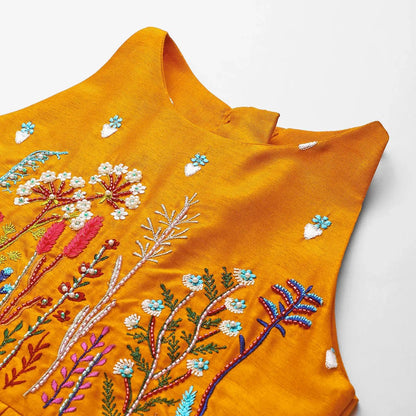BYB PREMIUM Dola silk embroidered halter top and Paneled skirt set - BYB PREMIUM