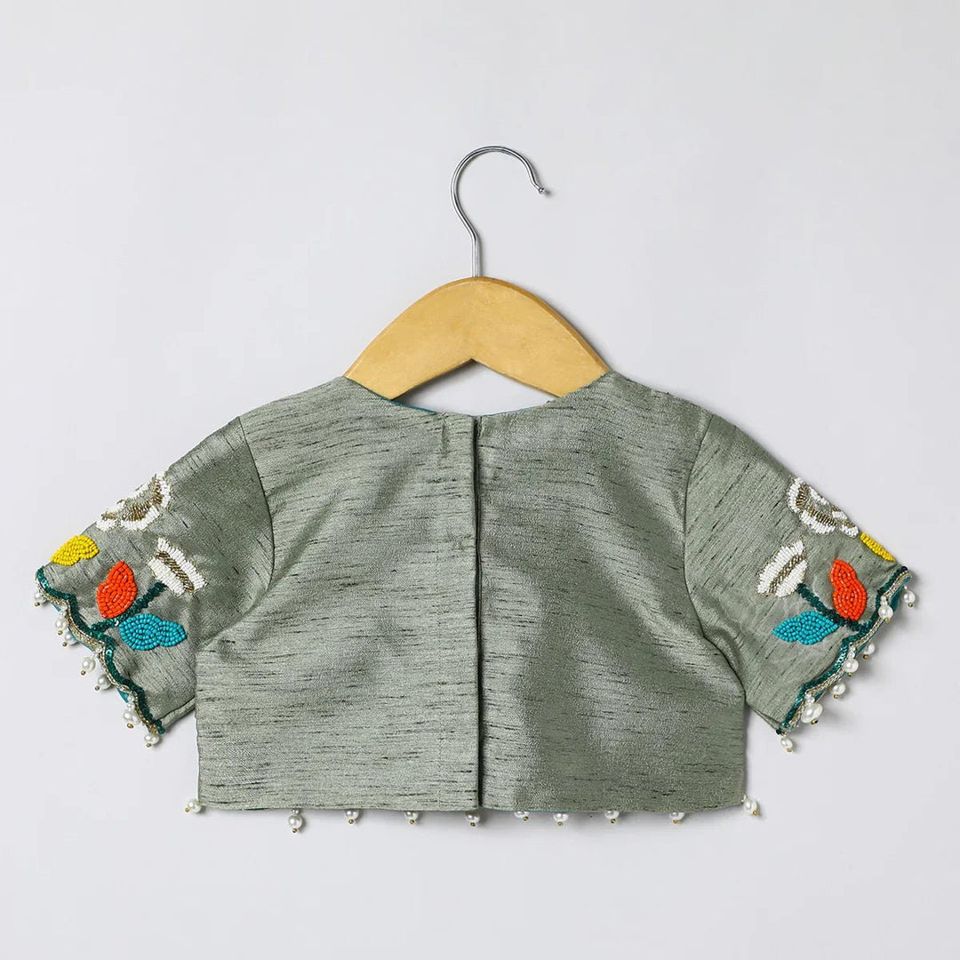 BYB PREMIUM full hand beads embroidery raw silk skirt and top - BYB PREMIUM