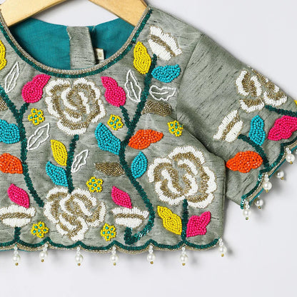 BYB PREMIUM full hand beads embroidery raw silk skirt and top - BYB PREMIUM