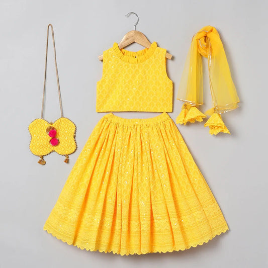 BYB PREMIUM GIRLS HEAVILY EMBRIDERED GEORGETTE LEHENGA CHOLI WITH DUPATTA - BYB PREMIUM