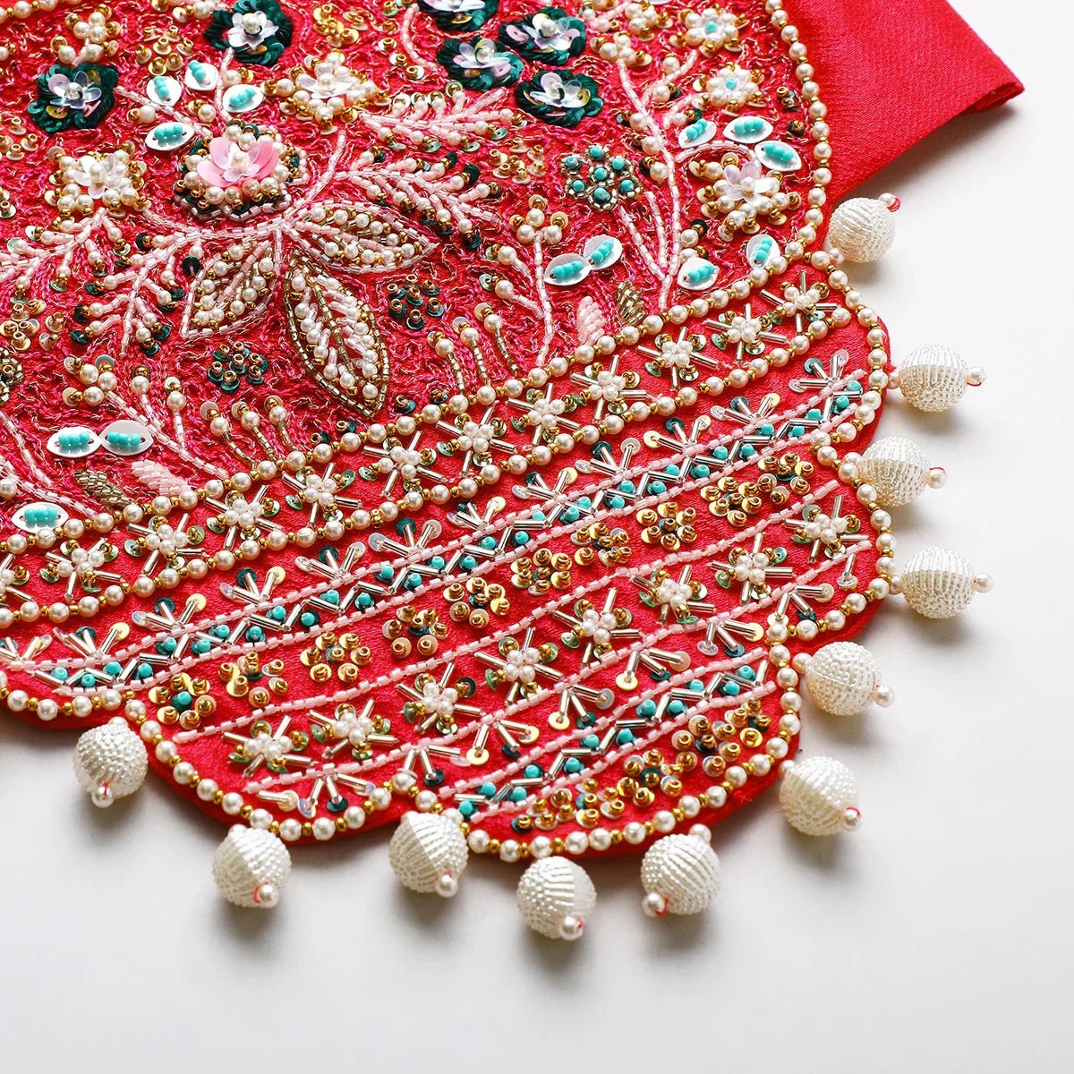 Byb premium tussor silk full hnad embroidered top and skirt set   byb premium