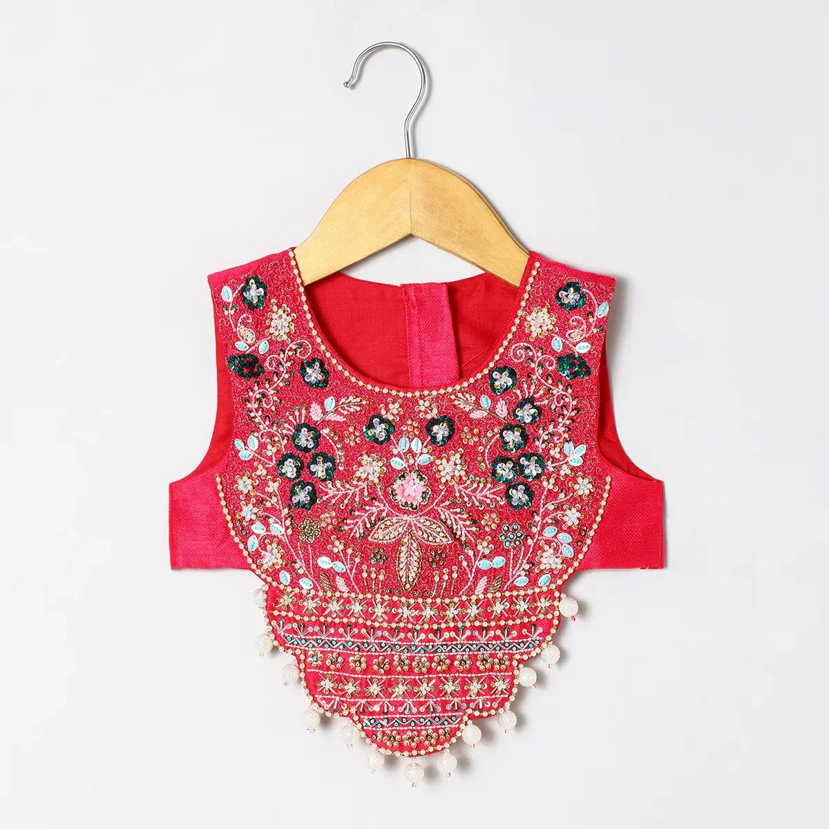 Byb premium tussor silk full hnad embroidered top and skirt set   byb premium