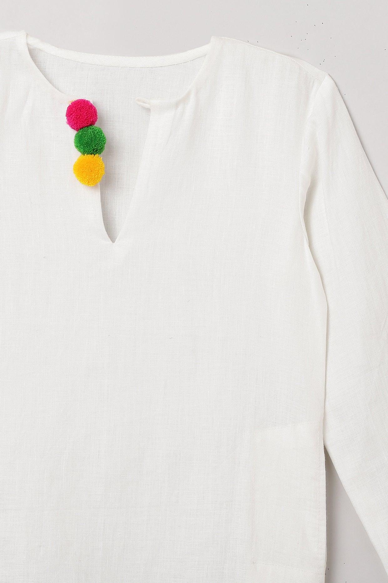 BYB White Cotton Kurta Pajama Set - BYB PREMIUM