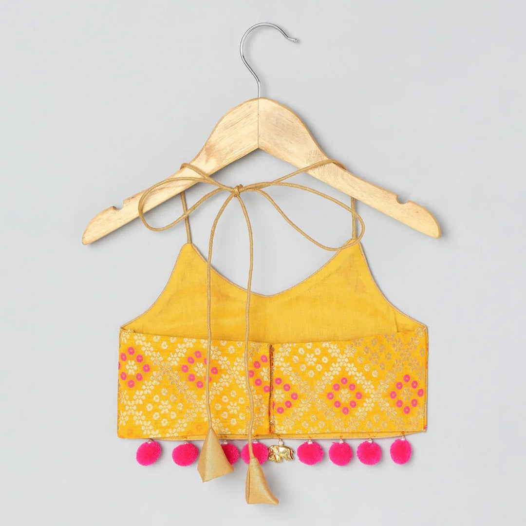 Chanderi Halter Neck Lehenga Set for Girls - BYB PREMIUM