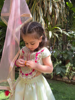 Load image into Gallery viewer, Chanderi silk lehenga set featuring exquisite hand embroidery, along with a beautiful dupatta. - BYB PREMIUM
