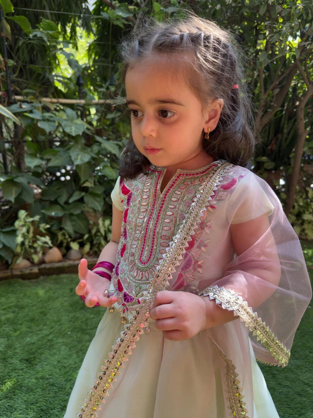 Chanderi silk lehenga set featuring exquisite hand embroidery, along with a beautiful dupatta