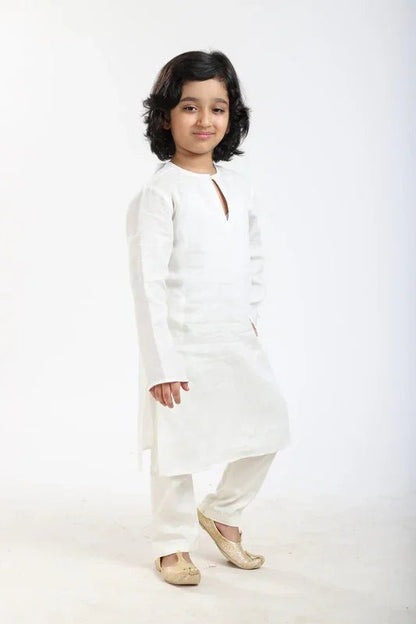 Classic White Linen Kurta Pajama Set - BYB PREMIUM