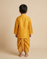 Dark Yellow Dola Silk Kurta Dhoti Set for Boys - BYB PREMIUM