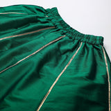 Deep Green Velvet Top & Silk Blend Lehenga Set for Girls with Hand Embroidery - BYB PREMIUM