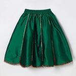 Load image into Gallery viewer, Deep Green Velvet Top &amp; Silk Blend Lehenga Set for Girls with Hand Embroidery - BYB PREMIUM
