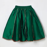 Deep Green Velvet Top & Silk Blend Lehenga Set for Girls with Hand Embroidery - BYB PREMIUM