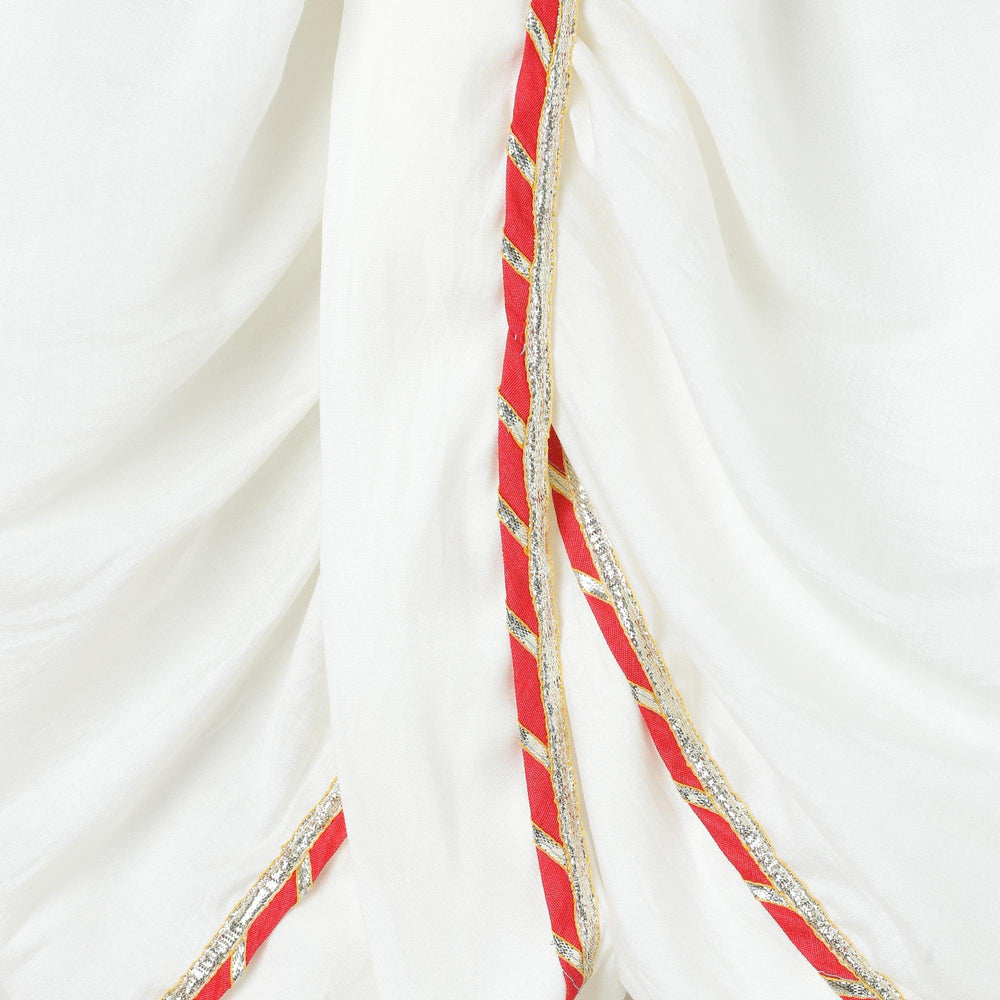 Dola Silk Kurta & Dhoti Set with Pearl-Embellished Ganesha Embroidery - BYB PREMIUM