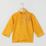 Load image into Gallery viewer, Dola silk pearls embellished Ganesha embroidery Kurta and Dhoti set - BYB PREMIUM
