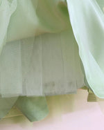 Load image into Gallery viewer, Dusty Lime Tulle Girls Party Gown with Zardozi Embroidery &amp; 3D Floral Detailing - BYB PREMIUM
