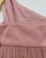 Load image into Gallery viewer, Dusty Rose Glitter Tulle Girls One-Shoulder Party Gown with Sequin Embroidery - BYB PREMIUM
