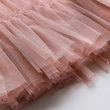 Dusty Rose Glitter Tulle Girls One-Shoulder Party Gown with Sequin Embroidery - BYB PREMIUM