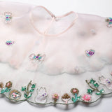 Dusty Rose Organza Girls Dress with Hand-Embroidered Cape & Satin Lining - BYB PREMIUM